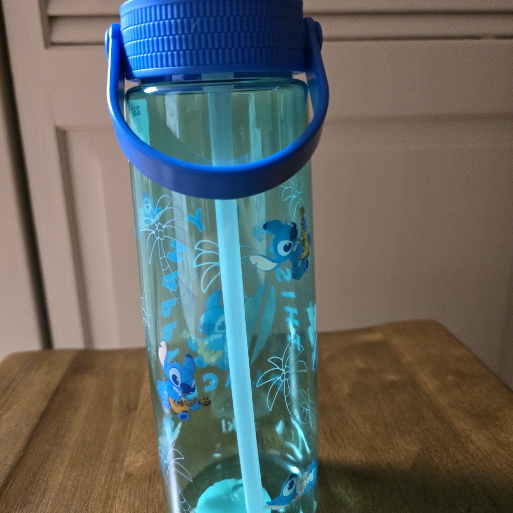 Blue Water Bottle with Cartoon Design